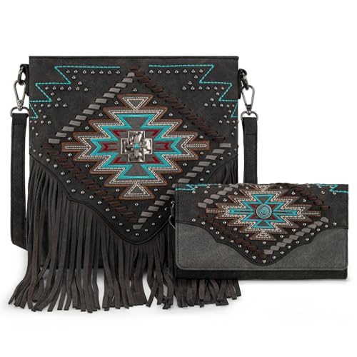 Montana West Western Crossbody Bag Purse for Women - color: Black