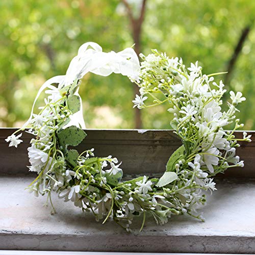 Vivivalue Daisy Flower Crown Floral Wreath Headband Hair Garland Flower Halo Headpiece with Ribbon Wedding Party Festival Photos White - color: 54