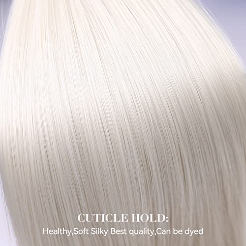 Synthetic Hair Extensions Platinum Blonde 20 Inch Full Head Ice Blonde Hair #60 Clip in Extensions 4 Pcs - color: 60# - Platinum Blonde