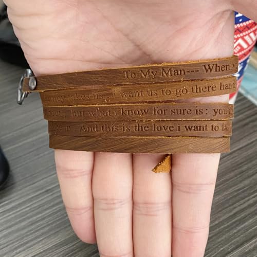 Rantanto Genuine Leather Wrap Bracelets Trendy Western Stackable Cuff Adjustable Boho Layered Bracelet Jewelry For Men Women - color: Brown--To My Man