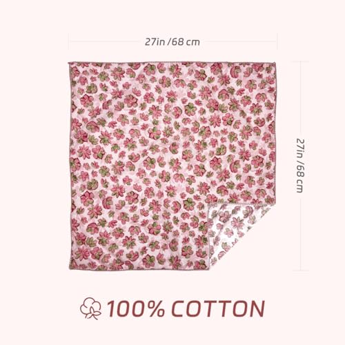 Cotton Bandana,Large Bandanas for Women,Head Coverings for Women,Head Scarf Handkerchief, Square Headband 27" x 27" - color: 27-16-petal-pink