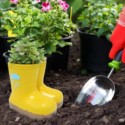 Yellow Rain Boot Flower Pot Garden Planter Succulent Planter Resin Cute Boots Planter Pot Decorative Succulent Planter Pot with Drainage Hole Boots Flower Vase Gift - color: Design-2