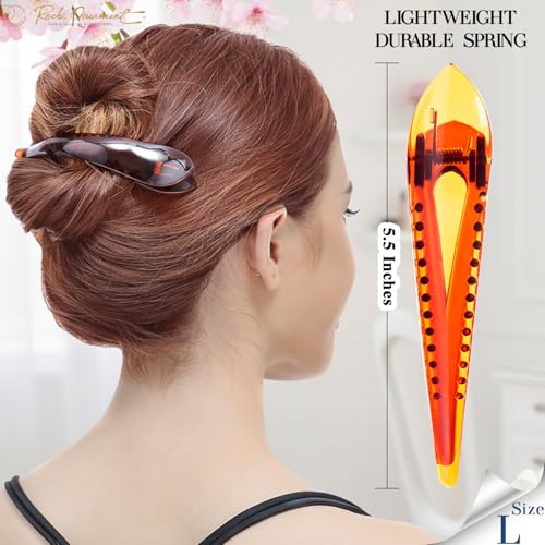 RC ROCHE 6 Pcs Duck Bill Alligator Hair Clips for Women Sectioning Flat Claw Long Thick Hair Inner Teeth Curved Styling Jaw Strong Secure Grip Salon, Large Brown - color: (Large) Brown