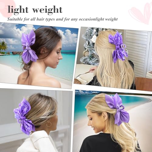 Bow Claw Clips Bow Hair Clips 2PC Purple Big Hair Bows for Women Butterfly Styling Large Hair Clips for Thick Hair for Girls Hair Accessories for Teen - color: 2PC-Purple