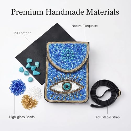 Small Crossbody Bags for Women Designer Cell Phone Bag Boho Shoulder Wallet Purse - color: Light Blue