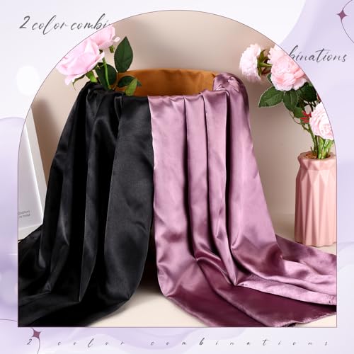 SATINIOR 35 Inch Silky Head Scarf 2 Pcs Large Square Neck Scarf Sleeping Hair Wrapping Satin Bandana for Women - color: Black, Light Purple, style: Classic