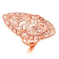 Rings for Women Summer Boho Rings Filigree Flower Ring Chunky Gold Ring Full Finger Rings Wide Band Womens Rings for Cocktail Party Birthday Gifts Statement Rings for Women - color: Rose Gold