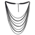 Waterfall Multi-Strand Chains Statement Collar Necklace with Rhinestones Chains, Dress - color: E-Metal Color: Black