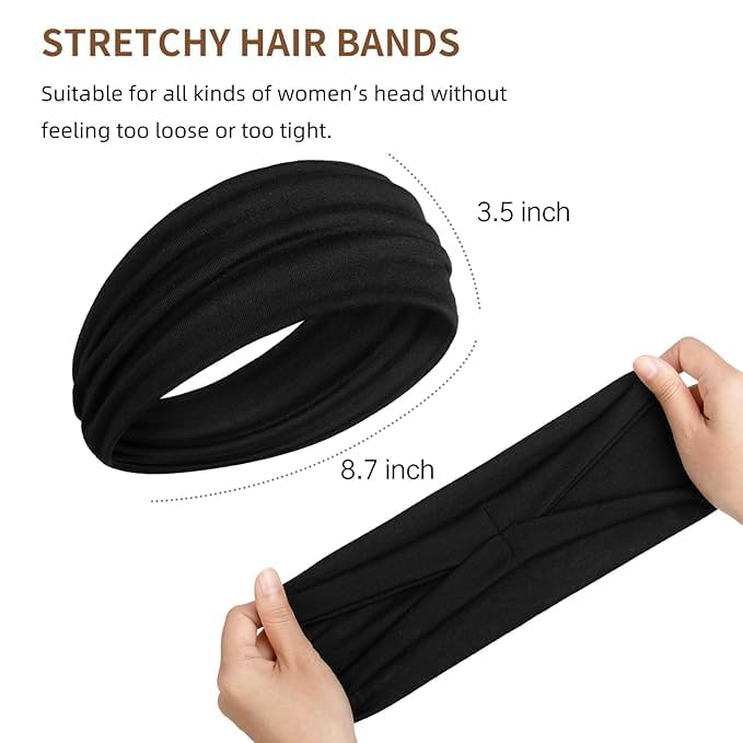 AKTVSHOW Black Headbands for Women Non-Slip Head Band for Women’s Hair Wide Thick Sweat Hair Bands, Trendy Hair Accessories for Women - color: Black