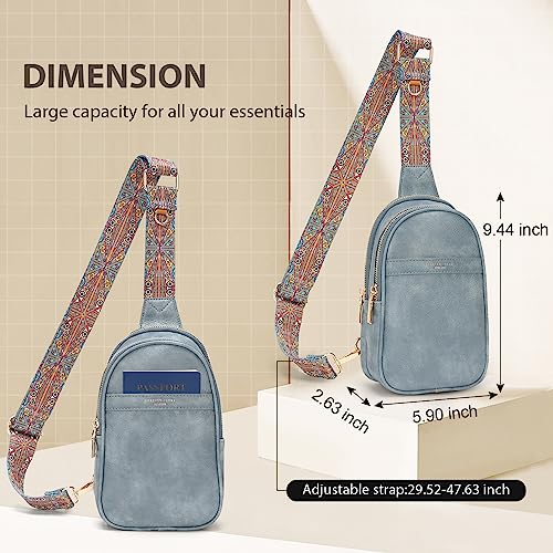 APHISON Small Sling Bag Fanny Packs Cell Phone Purse Vegan Leather Crossbody Bags for Women Chest Bag with Adjustable Strap Blue - color: 11-blue