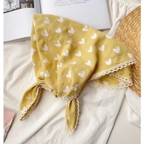 Soft Cotton Like Lace Bandana Headband, Head Wrap, Protective Coverage, Hair Neck Scarf for Women 24 x 24 inch - color: Cas029 - Heart Y