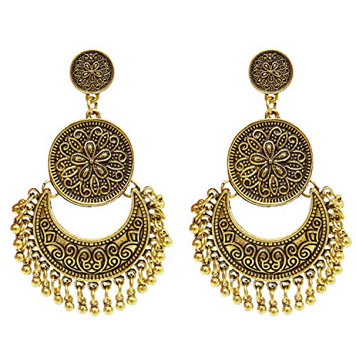 Honbay Bohemian Fashion Earrings National Style Retro Earrings Gypsy Dangle Earrings - color: Vintage Gold