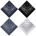 PLULON Bandanas for Men Women 4/12/24/30 Pack, Paisley Pattern Bandana Bulk Headbands Handkerchief Face Mask 100% Polyester - color: Black, Navy Blue, Gray, White