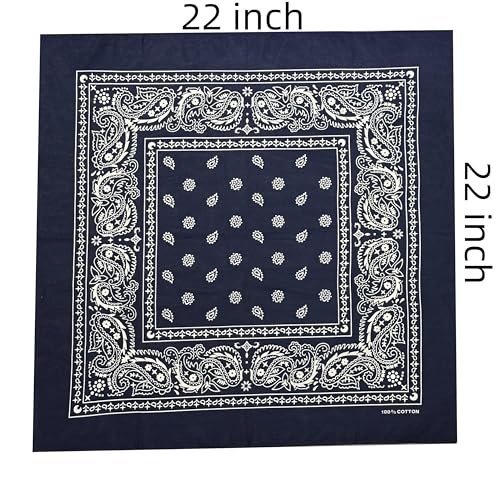 Vamqor 100% Cotton 10 Pack Fine Bandanas - color: Navy