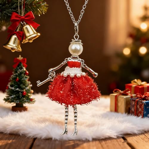 Crystal Paris Doll Necklace for Women, Handmade Cute Dress Long Chain Pendant Necklace Prom Costume Jewelry - style: 05