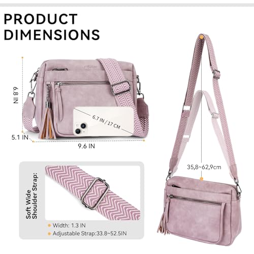 MEITRUE Crossbody Bags for Women, Vegan Leather Crossbody Purse Trendy Multi Pockets Shoulder Handbag with Tassel - color: 04-purple