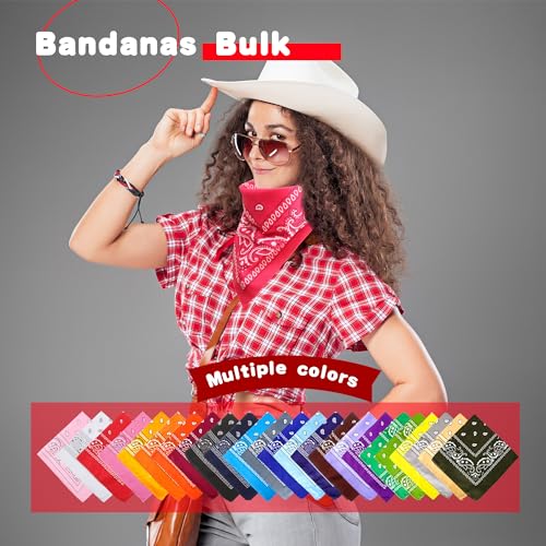 40 Pcs Bandanas Bulk Paisley Bandana Multicolor Cowboy Bandanas for Men Women Western Party - color: Color Set 2