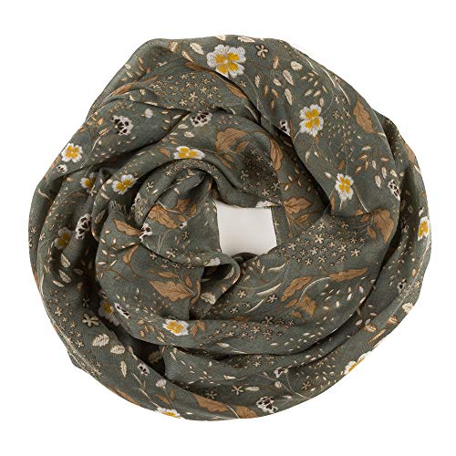 MELIFLUOS DESIGNED IN SPAIN Scarf for Women Lightweight Floral Flower Scarves for Summer Fall Shawl Wrap - color: Barcelona Collection 7 - Gray Floral