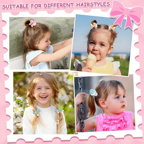 12PCS Ball Charm Hair Ties for Little Girls,Colored Camellia Bead Rubber Band Bubble Hair Ties with Balls No Damage Ponytail Holders for Toddler Girls (Pink, Purple, Blue, Rose Red, Orange, Yellow) - color: Pink, Purple, Blue, Rose Red, Orange, Yellow