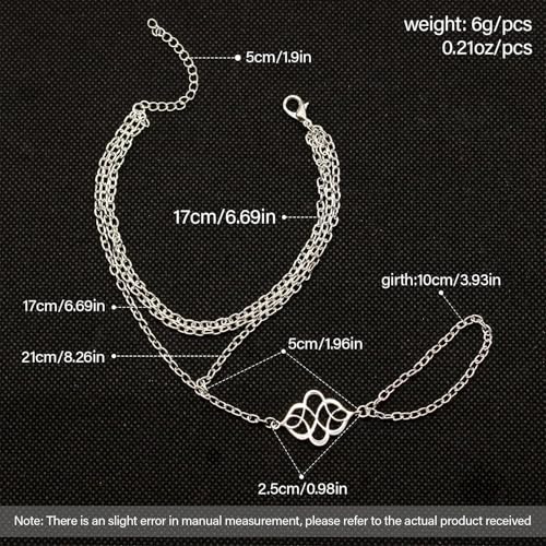 925 Sterling Silver Hand Chain Boho Finger Ring Bracelet for Women Dainty Adjustable Floral Layered Chain Slave Bracelets, Sterling Silver Durable Waterproof Summer Beach Vocation Finger Ring Jewelry