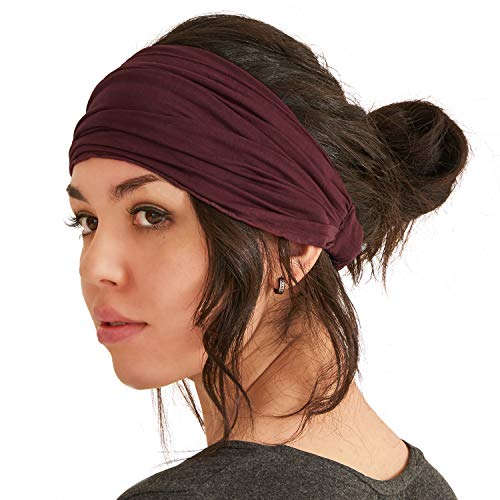 CHARM Headband for Men, Japanese Style Bandana Head Bands for Women and Men, Stretch Hair Band for Sports & Daily Wear by Casualbox - color: Maroon, size: Large