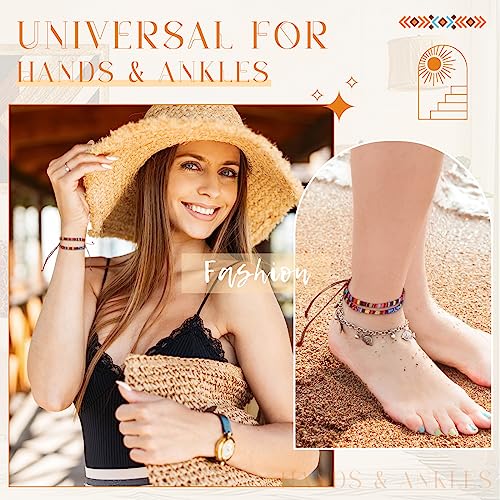 Yinkin Boho Surfer Ankle Bracelet Unisex Handmade Braided Bracelet Adjustable Woven Friendship Beaded Anklets Waterproof Beach Bracelets for Women Men