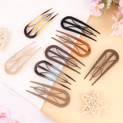 French Hair Pins U Shaped Hair Pins for Women Internal Teeth Hair Sticks Tortoise Clip for Thick Thin Hair Hair Pin for Buns Hair Fork for Vacation Work Swimming