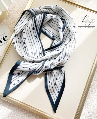 Hioyiwse Head Scarf Hair Neck Scarves For Women Purse Bag Scarfs For Handbags Silky Long Thin Satin Headscarf Fashion - color: B19-line Dot