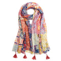 QIUTIMIY Scarf for Women Lightweight Soft Floral Leopard Printed Scarves Fall Winter Fashion Shawl Wrap with Fringe - color: Flower-red Brown
