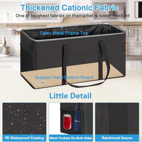 LHZK 2 Pack Extra Large Utility Tote Bag with Metal Wire Frame and the Sides Rinforced, Extra Large Tote Bag with Handle, Reusable Grocery Bags Foldable, Beach Bag, Car Tote (Black, 26''x15''x13'') - color: Black, size: 26''x15''x13''-2 Pack