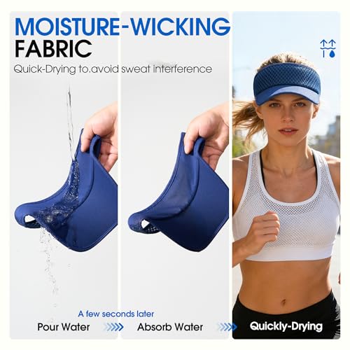 AUSFLUG Sun Visor Hat Men Women - Wide Brim Quick Dry Adjustable Cap, Lightweight for Golf Tennis Pickleball Beach - color: Blue