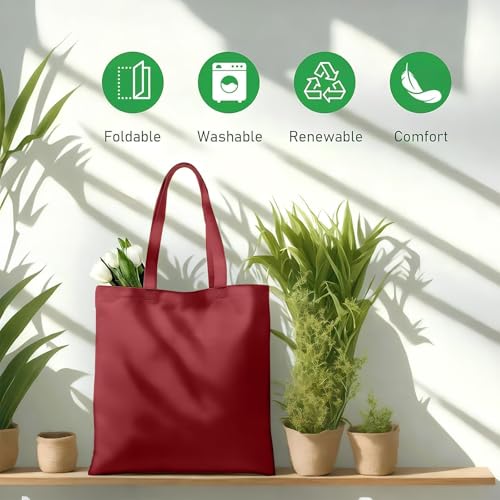 1 Pack Available Premium Canvas Reusable Tote Gift Bags,Made of Natural Canvas with Handle,Work,DIY,Shopping(Red) - color: C1-red 1 Pack