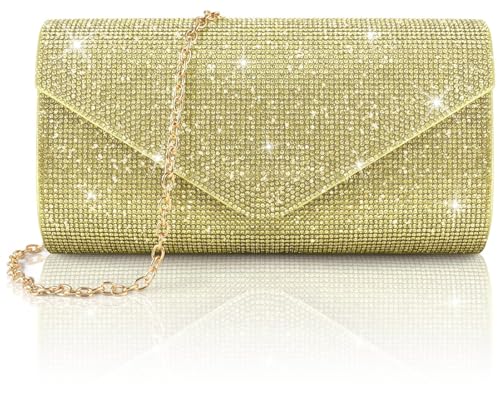 PACETAP Rhinestone Clutch Purses for Women, Sparkly Glitter Evening Bags Handbag Crossbody Bag for 1920s Party Wedding Prom(Light Yellow) - color: Rhinestone Light Yellow