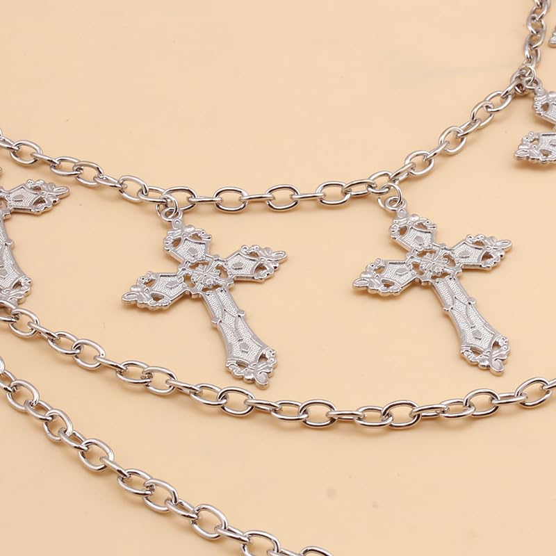 Layered Pants Chain for Men Women Punk Chain Hip Hop Jewelry Clothing Accessories Vintage Jeans Chains - style: Silver three layerded