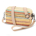 Small Wristlet Wallet for Women, 3-Zip Crossbody Phone Purse - color: Sunset Stripe/Pp Straw