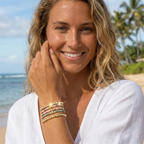 Gold Beaded Cross Bracelet for Women, 14K Plated Adjustable Stackable Dainty Bracelets, Non Tarnish Fashion Jewelry Set Gifts for Women Birthday Friendship - color: Colors-4