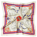 CHUNG Women's Scarf Hair Bandanas Square 27.5" Satin Wrap Fashion Pattern Scarves Emulation Silk Handbag Ribbons Necktie - color: Red Sailboat
