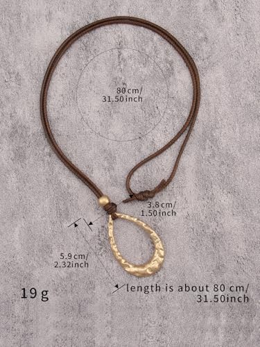 JAOYU Boho Necklace for Women Large Pendant Necklace Boho Long Choker Leather Gold Necklace Vintage Earthy Jewelry Trendy - style: Boho Gold Necklace