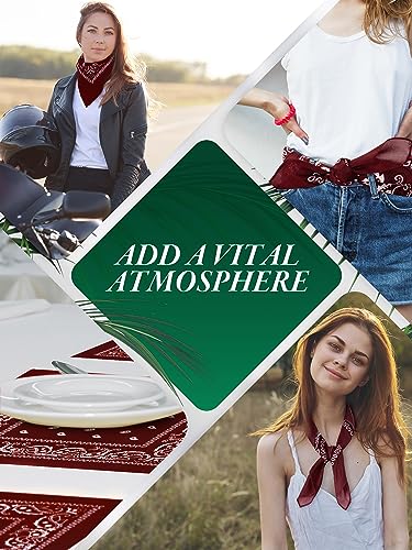 Unittype 36 Pieces Paisley Bandana Cowboy Bandanas Sports Novelty Headband Square Scarf Outdoor for Western Party Costume - color: Wine Red, style: Simple Style