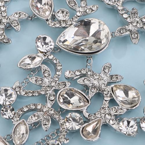 Denifery Rhinestones Finger Ring Bracelet Hand Chain Bracelets with Ring Slave Bracelets Boho Bangle Bracelets Wedding Hand Harness Hand Accessories for Women - color: Silver