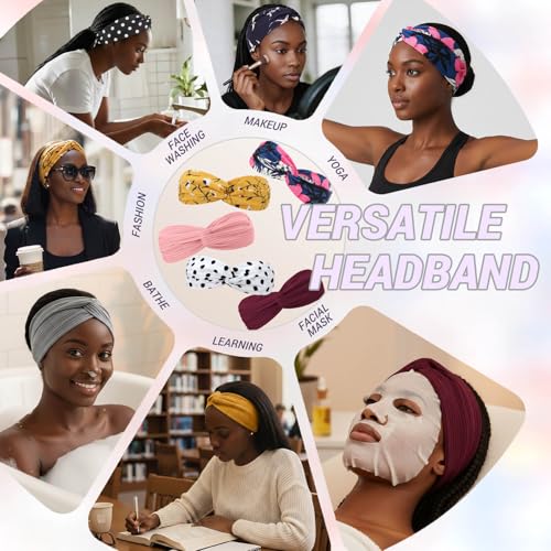 DRESHOW 10 Pack Boho Headbands for Women Girls Criss Cross Elastic Hair Band Twisted Head Wrap Floral Hair Accessories - color: 10 Pack C