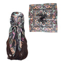 35 Inches Silk Head Scarf-Satin Hair Scarves Silk Bandana Scarf Headscarf for Women's Fashion Scarves - color: Cashews With Buddha-black