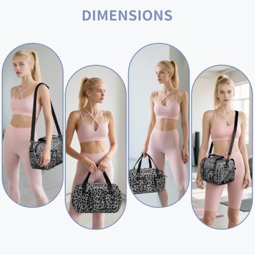 ECOHUB Small Gym Bag for Women, Mini Gym Duffle Bag with Wet Compartment, Bowknot Sports Bag, Cute Gym Tote Bag Dance Yoga Workout Travel Bags Gray Leopard Print - color: Gray Leopard Print