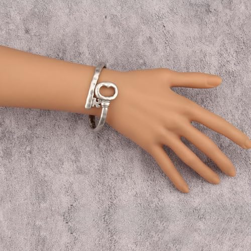 Gold Cuff Bracelet for Women Silver Beaded Bracelets Open Bangle Stackable Stretch Bead Bracelet Boho Jewelry Gifts for Wife Couple - style: Cuff Statement Bracelets Set
