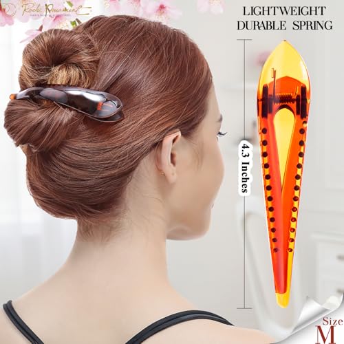 RC ROCHE 6 Pcs Duck Bill Alligator Hair Clips for Women Sectioning Flat Claw Long Thick Hair Inner Teeth Curved Styling Jaw Strong Secure Grip Salon, Medium Brown - color: (Medium) Brown