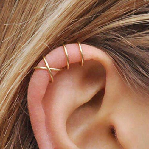 Ear Cuffs Non Piercing Sparkly Cuffs for Women Non Piercings Hypoallergenic Fake Piercings Sparkle Clip On Earrings Bling Cartilage Earring Ear Cuff Earrings for Women Dainty Earring - style: 2 - G 2PCS