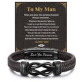 MEALGUET Men's Bracelets Gifts for Men - Brown Braided Leather Infinity Knot Bracelets Engraved Love Massage for Son Man Husband Boyfriend, Mens Bracelet Jewelry Gift for Birthday Valentine's - style: To my man bracelet