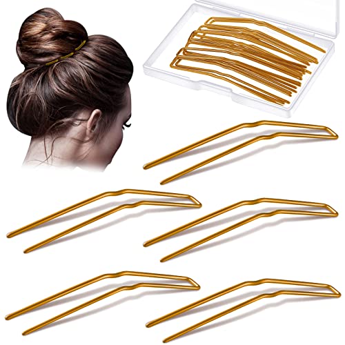 Waydress 36 Pieces U Shaped 3 Inches Hair Pins Ballet Buns Bobby Metal U Pins for Bun Updo Bun Women Lady Thick Thin Long Curly Hair(Orange) - color: Gold, size: 3 Inch