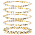 Gold Bracelets for Women Stackable 14K Gold Silver Plated Beaded Bracelets Stack Elastic Stretch Non Tarnish Bead Ball Stack Stretch Adjustable Dainty Jewelry Trendy Prom Gifts for Women - color: Gold and silver