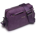 Alldaily Small Triple Zip Crossbody Purse for Women, Vegan Leather Phone Bag with Wide Shoulder Strap - color: Purple